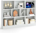 Tangkula 10-Cube Bookshelf, 55”L Floor Bookcase with 2 Anti-Tipping Kits, Freestanding Storage Organizer, 4-Tier Display Shelf for Home, Office & Dorms, Natural/White (White, 10-Cube-Large)