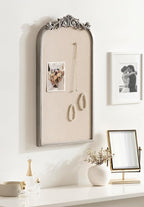 Kate and Laurel Arendahl Arch Pinboard; 13 x 25; Silver; Framed Arched Ornate Vintage Cork Board for Use as Motivational Vision Board or Wall Organizer