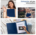 Ospelelf Vintage Hardcover 3 Ring 1 inch Leather Binder, Professional Binders Organizer Suitable for Letter Size Documents, Binder Dividers with Tabs, Faux Dark Blue Leather