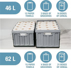 CleverMade Collapsible Storage Bins - Stone 1 Pack 46L - Stackable Containers Heavy Duty Capacity Folding Crates - Space-Saving for Home