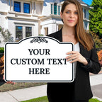 Custom Decorative Sign, Personalized Metal Sign for Driveway, Home, Airbnb, Door Plaque,White Background Black Border 12x18 Inches, ACM, Fade Resistant, Made in USA by Sigo Signs