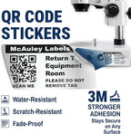 McAuley Labels Custom QR Code Stickers - Numbered, Permanent, Adhesive Asset Tags for Equipment - Heavy Duty Metalized Polyester - 1.5x0.75 Inches