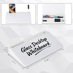 Small Glass Desktop Whiteboard 11.8×7”, Dry Erase Note Memo Board, Desk Organizer with Storage for Desk, Office, School Supplies, White, 2026