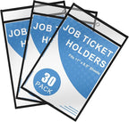 Heavy Duty Sheet Protectors 8.5 x 11 Job Ticket Holders, 30 Pack Dry Erase Pockets Plastic Paper Sleeves Clear Sleeves for Paper Clear Document Protectors for Shop Office Classroom Home, Black