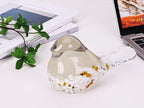 WUBIANJIE Hand Blown Glass Bird Statue Collectible Animal Art Paperweight, Living Room Bedroom Bookshelf Coffee Table Small Ornaments Shelf Home Decoration (Yellow)