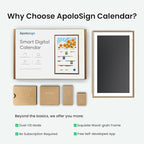 ApoloSign 27” Digital Calendar: Dual Mode Calendars with Google Play & Multi-calendar Sync, Electronic Planner & Chore Chart, Smart Touchscreen, Interactive Display for Family Schedules (Teak Wood, 27-inch)