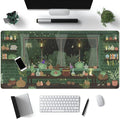 Mechanical Cattle Cute Desk Mat Kawaii Frog Mouse Pad Green Desk Anime Mat Large Gaming Mouse Pad Desk Computer Keyboard Pad Desk Home Office Accessories Girl Stitched Eges (31.5x15.7 in) WER236