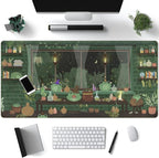 Mechanical Cattle Cute Desk Mat Kawaii Frog Mouse Pad Green Desk Anime Mat Large Gaming Mouse Pad Desk Computer Keyboard Pad Desk Home Office Accessories Girl Stitched Eges (31.5x15.7 in) WER236