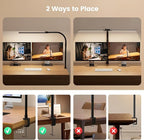 SIBRILLE LED Desk Lamp for Home Office - Dimmable Computer Desk Light with Clamp, Modern Architect Task Lamp with Color Changing, Flexible Desktop Lamp with Gooseneck for Monitor, Double Head, Black