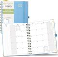 POPRUN Monthly Planner 2025-2026 Spiral Hardcover (8'' x 10''), 18 Months Calendar (Jul.2025 - Dec.2026) - 2 Pages per Month with Dotted Note Pages, Sunday Start, Laminated Tab - Haze Blue