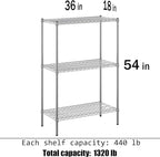 Regal Altair 18" Deep x 36" Wide x 54" Height Wire Shelving Kit | 3-Tier | NSF Commercial Storage Rack Unit