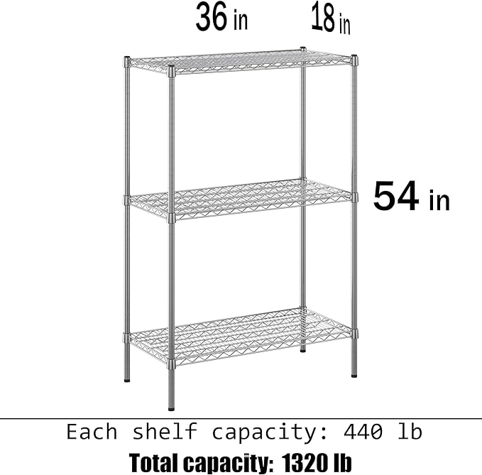 Regal Altair 18" Deep x 36" Wide x 54" Height Wire Shelving Kit | 3-Tier | NSF Commercial Storage Rack Unit