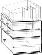 ZHIAI Stackable Organizer, Acrylic Cosmetic Organizer for Dresser, Vanity, Kitchen Cabinet, Bathroom, Under Sink, Home Organization and Storage (1 Top 5 Drawers)