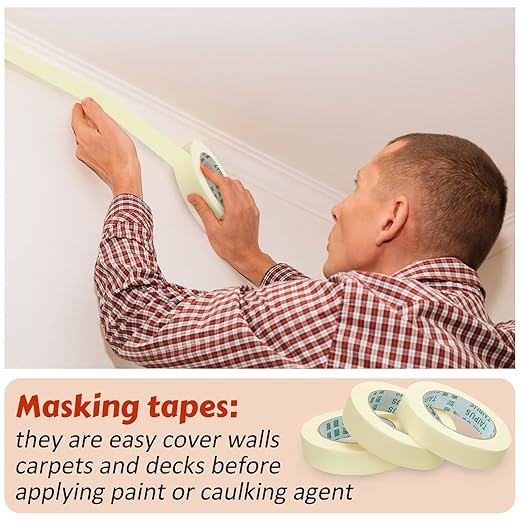 Fainne Masking Tape Bulk General Purpose Masking Painting Tape 55 Yards for Painting Home Office School Stationery Arts Crafts Basic Use, Easy Removal(45 Rolls,1 Inch)