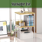 MARTY Desktop Printer Stand 2 Pack Printer Stand with Storage for Desk, Shelf Organzier for Home/Office Printer Riser Under Desk Small Table for Printer Fax Machine Scanner(Maple)
