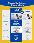 Uinkit 50-Pack Business Card Laminating Pouches, 10Mil Thick Double-Sided Seal for 2.6x3.9" Cards, Bulk Waterproofing for Employee ID Badges, Loyalty & Membership Cards, No Machine Needed