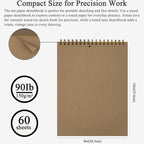 Fuxi Toned Sketchbook 8x10, 60 Sheets Spiral Bound Artist Sketch Pad - Perfect Art Gift for Artists, Students & Professionals.