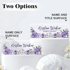 Ship Next Day-Custom Name Plate for Desk, Desk Name Plate Personalized, Acrylic Office Desk Accessories, Appreciation Gifts for Coworkers EmployeeTeachers Boss Women Men (Purple Flowers)