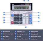M&G Desk Calculator 12 Digit Extra Large LCD Display, Dual Solar Power and Battery, Accounting Calculator with Big Button, Battery Include, Perfect for Office Business Home Daily Use