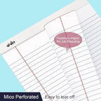 ViVin 5 x 8 Inch Legal Pads, 6 Pack, Narrow Ruled, 50 Sheets Per Writing Pad, Perforated Note Pads Ideal for Home, Office, Business, 300 Sheets, White Paper