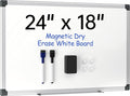 VUSIGN 24" x 18" Magnetic Whiteboard for Wall, Dry Erase Board with Silver Frame, Hanging White Board for Office, Home, School - Includes 1 Eraser, 2 Multicolor Markers & 4 Magnets