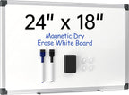 VUSIGN 24" x 18" Magnetic Whiteboard for Wall, Dry Erase Board with Silver Frame, Hanging White Board for Office, Home, School - Includes 1 Eraser, 2 Multicolor Markers & 4 Magnets