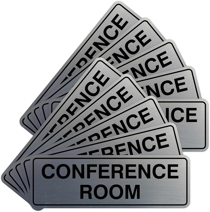 Standard Conference Room Sign - Silver - Large 10 Pack