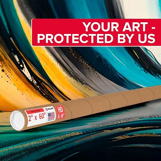 Paclord 2" x 60" Heavy-Duty Reinforced Cardboard Mailing Tube, Pack of 4 Tubes with 8 Caps – Secure USPS Approved – Great for Shipping and Storing of Prints, Artwork, Posters or Documents