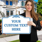 Custom Decorative Sign, Personalized Metal Sign for Business, Driveway, Home, Airbnb, Office Door Plaque, Blue Light Sign, 12x18 Inches, ACM, Fade Resistant, Made in USA by Sigo Signs