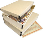Lineco Museum Archival Storage Box, 11.75x17.75x3.75 in. Drop Front Design. Acid-Free with Metal Edge. Organize Photos, Pictures, Prints, Documents, Crafts, DIY. Tan, 1 Pack