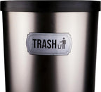 Recycle and Trash Stickers for Trash Cans - Stainless Steel Style Vinyl Recycling Bin Labels - 2 Pack - 6.5" by 3" Decals Logo - Waste Signs for Home Kitchen or Office Bins Indoor/Outdoor Use