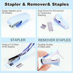 Gawsey Desk Organizers and Accessories Set with 360-Degree Rotating Pen Holder, Tape Dispenser, Stapler, Staple Remover, 1000 Staples, Tape, Clips Set, Ruler, Scissor, Pen