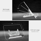 Acrylic Book Stand, Angle Adjustable Book Display Stand,Foldable Cookbook Stand, Lightweight Book Holder for Magazines, Laptop, Recipe, Textbook