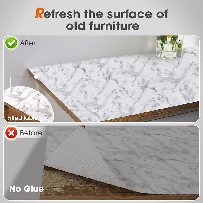 ALIUNI Drawer and Shelf Liner, Non-Slip Kitchen Cabinet Liners Non-Adhesive Thick Strong Grip Waterproof Washable Mats Protect Dresser Shelves Cupboard Bathroom Cabinets, White Marble, 18 in X 20 FT