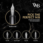 Wordsworth & Black Fountain Pen Set, Fine Nib, Includes 24 Pack Ink Cartridges, Ink Refill Converter & Gift Box, Calligraphy, [All Black], Perfect for Men & Women
