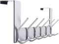 WEBI Over The Door Hook Door Hanger:Over The Door Towel Rack with 6 Hooks for Hanging Coats,Door Coat Hanger Towel Hanger Over Door Coat Rack for Towels,Clothes,Back of Bathroom,Silver