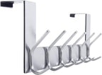 WEBI Over The Door Hook Door Hanger:Over The Door Towel Rack with 6 Hooks for Hanging Coats,Door Coat Hanger Towel Hanger Over Door Coat Rack for Towels,Clothes,Back of Bathroom,Silver