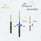 FANSTIK, Customized Fountain pen with name (MADE IN USA), stainless steel, black and gold, luxury engraved pen personalized for men and for women. (Fountain Black-Gold)