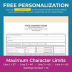 Custom 5.5" x 8.5" Carbonless NCR Books in 2-Part Duplicate Invoices, Receipts, Work Orders, Sales Orders, Purchase Orders, Estimates, Quote Forms with Your Company/Business Name (100 Sets)