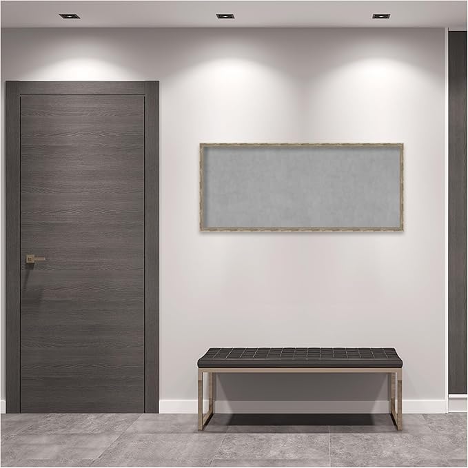 Amanti Art Silver Framed Magnetic Board 22x50 Oversize Vision Board for use with Magnets, 100% Metal Sheet to Display Items as Office Decor or for Home Organization in mudroom, Kitchen or Kids Room