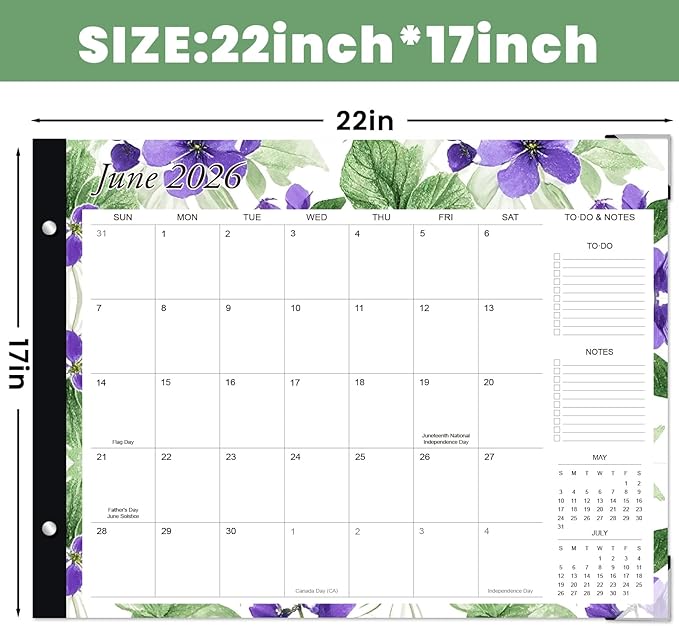 Desk Calendar 2026 - Large 22x17 Monthly Calendar, 18 Month Desk Top Calendars (Jan 2026–Jun 2027) Teacher & Office Desk Calendars Organizer (white, 22 * 17)