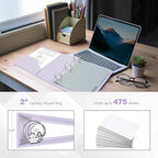 Ospelelf Vintage Hardcover 3 Ring 2 inch Leather Binder, Professional Binders Organizer Suitable for Letter Size Documents, Binder Dividers with Tabs, Purple