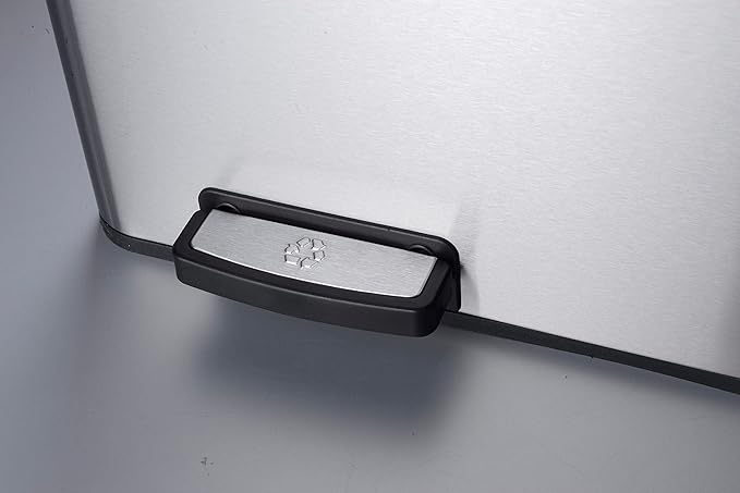 The Step N' Sort 18.5 Gallon Extra Large Capacity, Soft-Step, Dual Trash and Recycling Bin with Removable Inner Bins, Silver