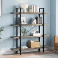 FURSUN Heavy Duty 4 Tier Bookcase, 55-in Tall Industrial Modern Large Bookshelf, Wood Farmhouse Bookcases Book Shelves and Metal Frame for Office, Bedroom, Living Room, Grey