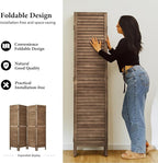 Room Dividers and Folding Privacy Screens, Wood Louvered Separators Divider Wall for Home Office Bedroom - 4 Panels, 67 * 60inch (Brown)