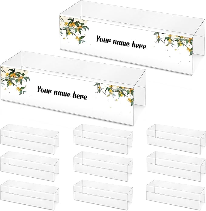 10 Pieces Cubicle Name Plate Holders fits 2.25 Inch Wall Cubicle Name Tags Clear Cubicle Name Plate Sign Bulk Nameplates for Office Home Classroom Library 8.5 x 2.5 x 2.4 Inch