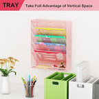 GDINDINFAN Hanging Wall File Organizer 6 Tier Wall Mounted Mail Paper Folder Holder Document Organization Stand, Vertical Desk Magazine Rack for Office Home Cubicle Countertop, Pink