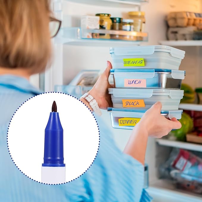 Janlaugh 2 Pcs Freezer Permanent Markers Waterproof Fast Drying Labels 1.0mm Chisel Fine Point Tips Food & Fridge Labels Markers Pen (Blue)