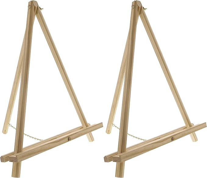 U.S. Art Supply 20" Natural Wood Tabletop Easel (2 Pack) - Adjustable A-Frame Canvas Stand for Painting Party & Signs - Table Top Easel for Painting, Canvas Holder, Crafts, Photos, Pictures