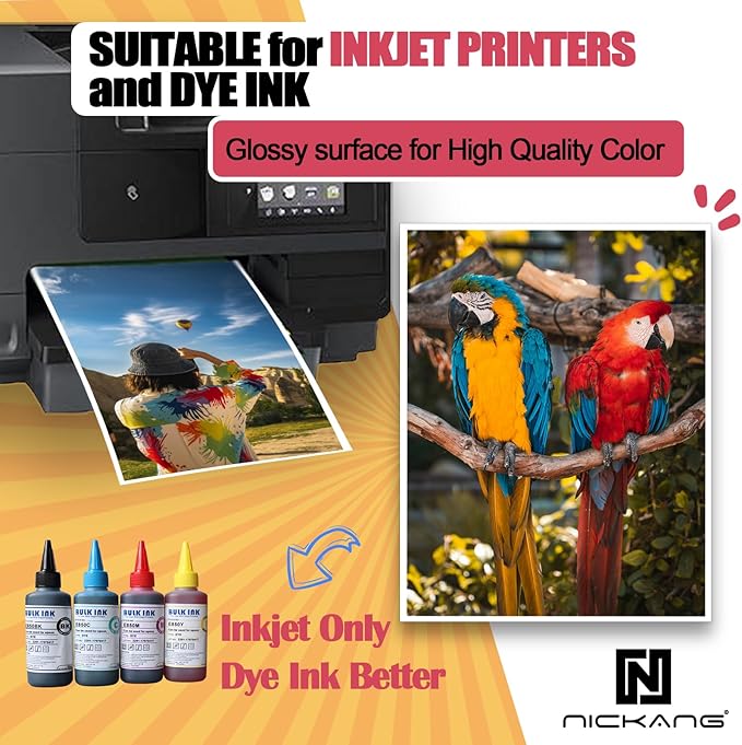 NICKANG 5x7 Glossy Photo Paper, Total of 100 Sheets Bulk, 200 gsm, Photo Paper 5x7, Photo Printer Paper, Picture Paper for Printer, Inkjet Photo paper (50 Sheets/Pack x 2 Packs)